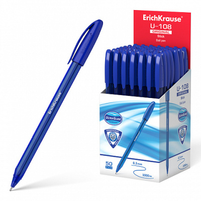 Фото Ручка шар 1,0 синяя игольчатый узел ErichKrause Original Stick U-108 47595 (50) от производителя, с доставкой по Хабаровску