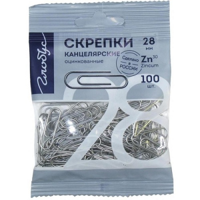 Фото Скрепки 28мм 100шт Globus овальные оцинкованные С28-100ЦПл от производителя, с доставкой по Хабаровску