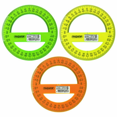 Фото Транспортир прозрачный 12см 360° ПИФАГОР неон ассорти 210621 от производителя, с доставкой по Хабаровску