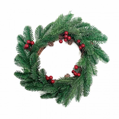 Фото Венок новогодний с ягодами и шишками D=35см 2181 от производителя, с доставкой по Хабаровску