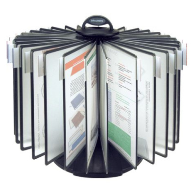 Фото Дисплей-система А4 настольная BRAUBERG 30 панелей черная (серые панели) 231237 от производителя, с доставкой по Хабаровску