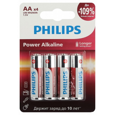 Фото Батарейка Philips Power LR6P4B/51 AA LR6-4BL 4шт от производителя, с доставкой по Хабаровску