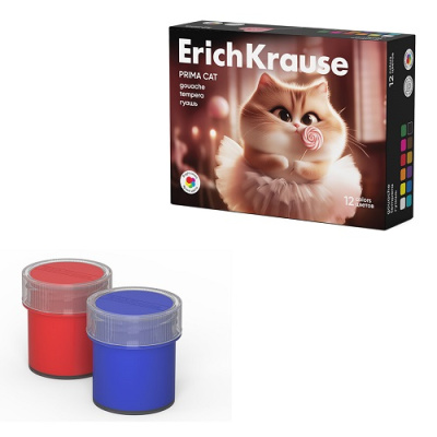 Фото Гуашь 12цв ErichKrause Kids Space Prima Cat 17мл 65193 от производителя, с доставкой по Хабаровску
