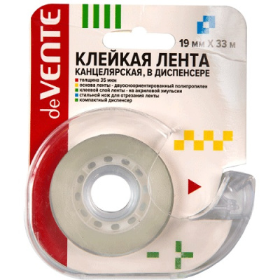 Фото Скотч 19мм 33м прозрачный с диспенсером deVENTE 4162109 от производителя, с доставкой по Хабаровску