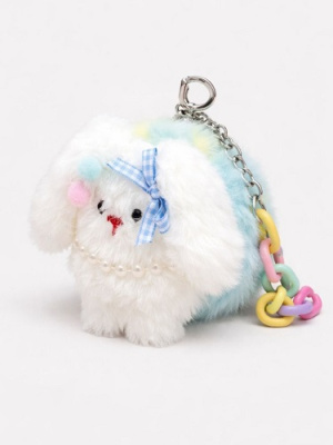 Зеркало-брелок раскладное плюшевое Bow rabbit голубое ZT185-G51-03