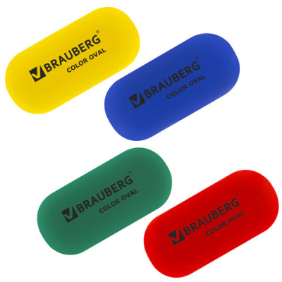 Фото Ластик 55х23х10мм овальный BRAUBERG Color Oval ассорти 222470  от производителя, с доставкой по Хабаровску