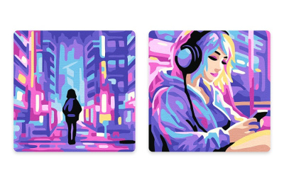 Фото Картина по номерам на магните 9х9см ФРЕЯ Неоновый город PNBM-011 от производителя, с доставкой по Хабаровску