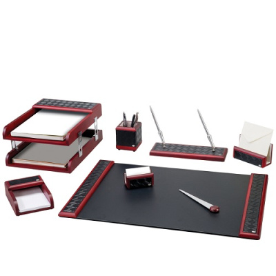 Фото Набор наст. деревянный 8пр Delucci красное дерево со вставками под кожу MBn_08907 от производителя, с доставкой по Хабаровску