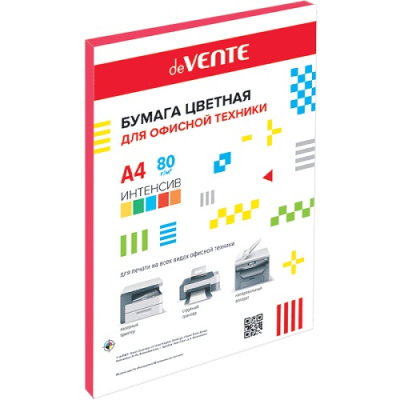 Бумага цветная А4 80г 50л интенсив красная deVENTE 2072418