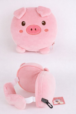 Мягкая игрушка-подушка с маской для сна Свинка розовая 186-006-06