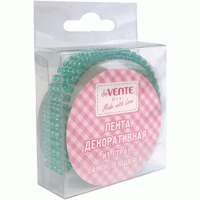 Фото Клейкая лента со стразами 16ммх50см deVENTE зеленая 9040219 от производителя, с доставкой по Хабаровску