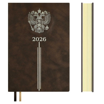 Фото Ежедневник А5 2026 ESCALADA Тиволи 352стр иск кожа коричневый 70250 от производителя, с доставкой по Хабаровску