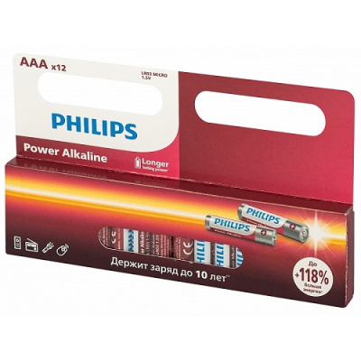 Фото Батарейка Philips Power LR03P12W/51 ААА LR03-12BL 12шт от производителя, с доставкой по Хабаровску