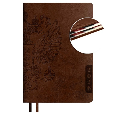 Фото Ежедневник А5 2026 ESCALADA Наппа 352стр иск кожа коричневый 70246 от производителя, с доставкой по Хабаровску