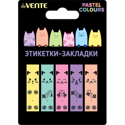 Фото Липкие закладки 45х12мм 5цвх20л пластиковые deVENTE Kitty 2011108 от производителя, с доставкой по Хабаровску