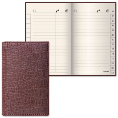 Фото Книжка телефонная А7 56л линейка BRAUBERG Cayman иск кожа коричневая 125135 от производителя, с доставкой по Хабаровску