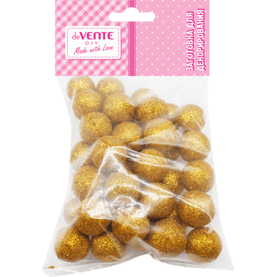 Фото Набор из пенополистирола deVENTE Шары Глиттер d=30 мм 20 шт золотистые 8003018 от производителя, с доставкой по Хабаровску
