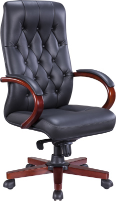 Кресло EverProf Monaco Wood (Монако Вуд) Кожа Черный