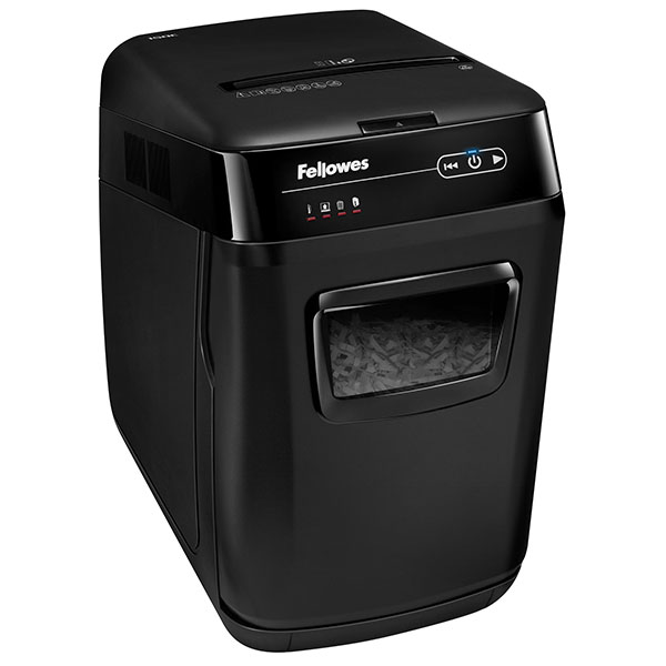 Фото Шредер Fellowes AutoMax 150C, автоподача, DIN P-4, 4х38мм, 150лст. авто, 8 ручн., 32 лтр., авторев,  от производителя, с доставкой по Хабаровску