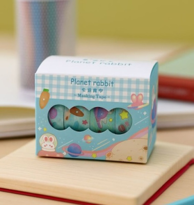 Фото Скотч декоративный 4шт Planet rabbit green 636G-03 от производителя, с доставкой по Хабаровску