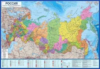 Фото Карта России Политико-Административная 1:8,5м 101х70 с ламинацией в тубусе КН032 от производителя, с доставкой по Хабаровску