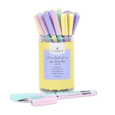 Фото Ручка шар 0,5 синяя с грипом игольчатый узел LOREX PASTEL LXOPSSG-PS3 (24) от производителя, с доставкой по Хабаровску