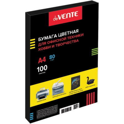 Бумага цветная А4 80г 100л интенсив черная deVENTE 2072101/2072501