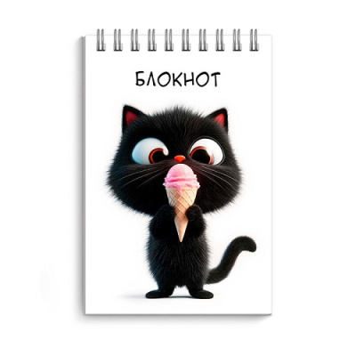 Фото Блокнот А7 40л клетка на гребне Котенок с мороженым 70967 от производителя, с доставкой по Хабаровску