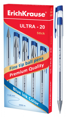 Фото Ручка шар 0,7 синяя игольчатый узел ErichKrause ULTRA-20 13875  от производителя, с доставкой по Хабаровску