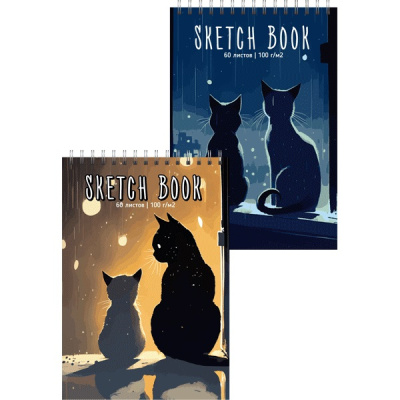 Фото Скетчбук-перевертыш 60л А5 на гребне deVENTE Two Cats 2134319 от производителя, с доставкой по Хабаровску