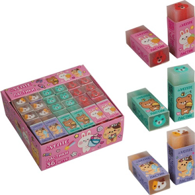 Фото Ластик 50х21х16мм прямоугольный deVENTE Animal's box с рисунком ассорти 8030201 от производителя, с доставкой по Хабаровску