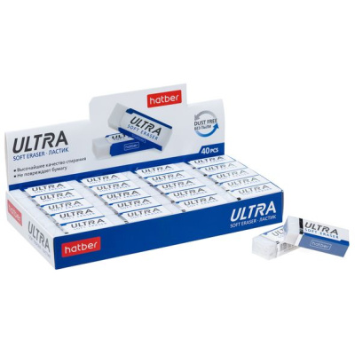 Фото Ластик 43х15х11мм прямоугольный Hatber PVC Ultra белый ER_059406 от производителя, с доставкой по Хабаровску