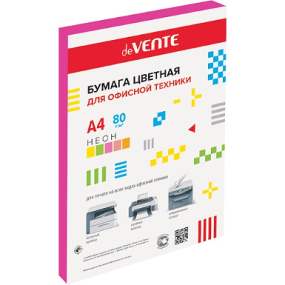 Бумага цветная А4 75г 50л неон малиновая deVENTE 2072240