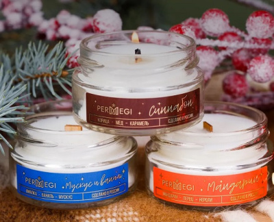 Фото Набор свечей PERMEGI Мускус и Ваниль+Мандарин+Синнабон от производителя, с доставкой по Хабаровску
