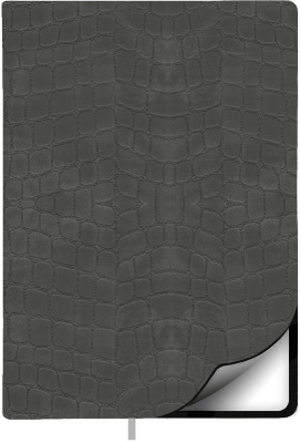 Фото Ежедневник недатированный Lamark Croco FLEX A5 серый, 256 стр., закругленные углы, ляссе, белый блок от производителя, с доставкой по Хабаровску