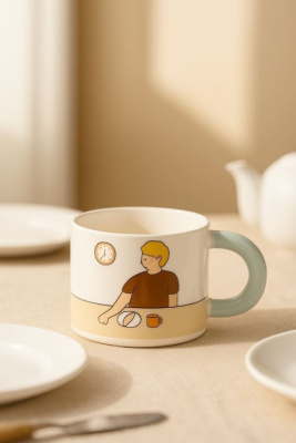 Кружка керамическая 450гр Breaktime blue YX-715C-02