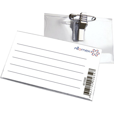 Фото Бейдж горизонтальный 56х90мм с булавкой и клипом прозрачный Attomex 4010500 от производителя, с доставкой по Хабаровску