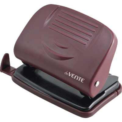 Фото Дырокол 20л с линейкой deVENTE Stripe бордовый 4020336 от производителя, с доставкой по Хабаровску