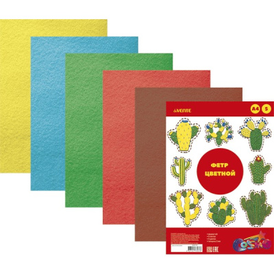 Фото Набор фетра А4 5л 5цв 1мм Яркие цвета deVENTE 8040756 от производителя, с доставкой по Хабаровску