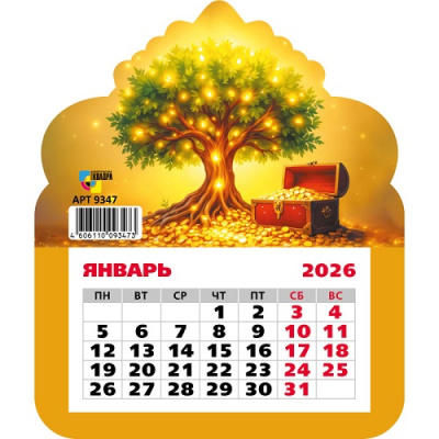 Фото Календарь фигурный на магните 2026г Денежное дерево 9347 от производителя, с доставкой по Хабаровску