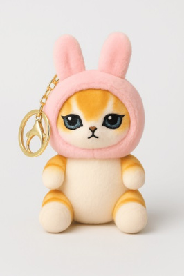 Фото Брелок плюшевый Orange cat hare hat pink 106-064-05 от производителя, с доставкой по Хабаровску