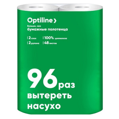 Полотенца бумажные в рулоне 2шт 2-х слойные Optiline 12-1889