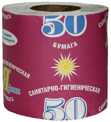 Бумага туалетная 1-сл на втулке 29м №50 Яркая 12-0611