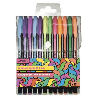 Фото Набор гел ручек 12цв 1,0мм deVENTE Neon Black 5051814 от производителя, с доставкой по Хабаровску