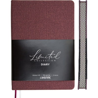 Фото Ежедневник А5 без дат deVENTE Tweed 272стр иск кожа цветной срез бордовый 2234657 от производителя, с доставкой по Хабаровску
