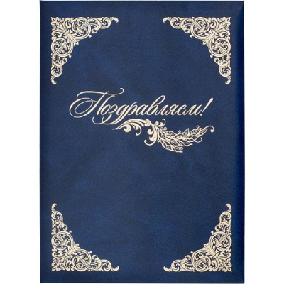 Фото Папка адресная А4 ПОЗДРАВЛЯЕМ ВИНЬЕТКА бумвинил синяя 784137 от производителя, с доставкой по Хабаровску