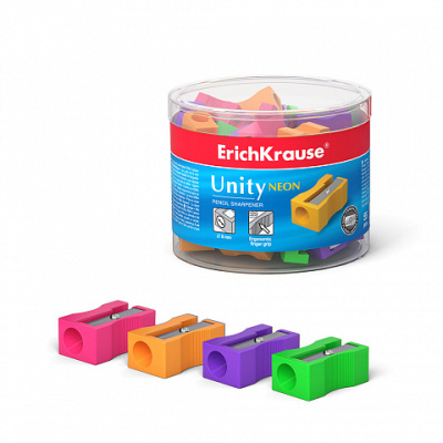 Фото Точилка пластиковая 1отв ErichKrause Unity Neon ассорти 38013 (55) от производителя, с доставкой по Хабаровску