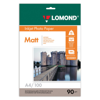 Заказать или купить Фотобумага матовая односторонняя А4, 90г, 100л, Lomond 0102001 с доставкой по Хабаровску