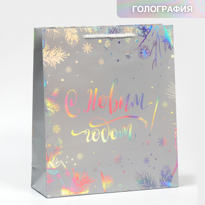 Фото Пакет подарочный 26х22х9см голографический Яркого Нового Года! 7728755 от производителя, с доставкой по Хабаровску