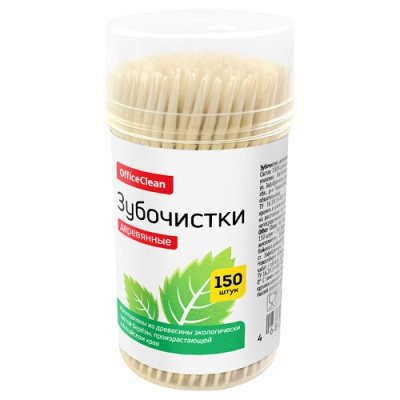 Зубочистки деревянные 150шт в баночке OfficeClean 379767